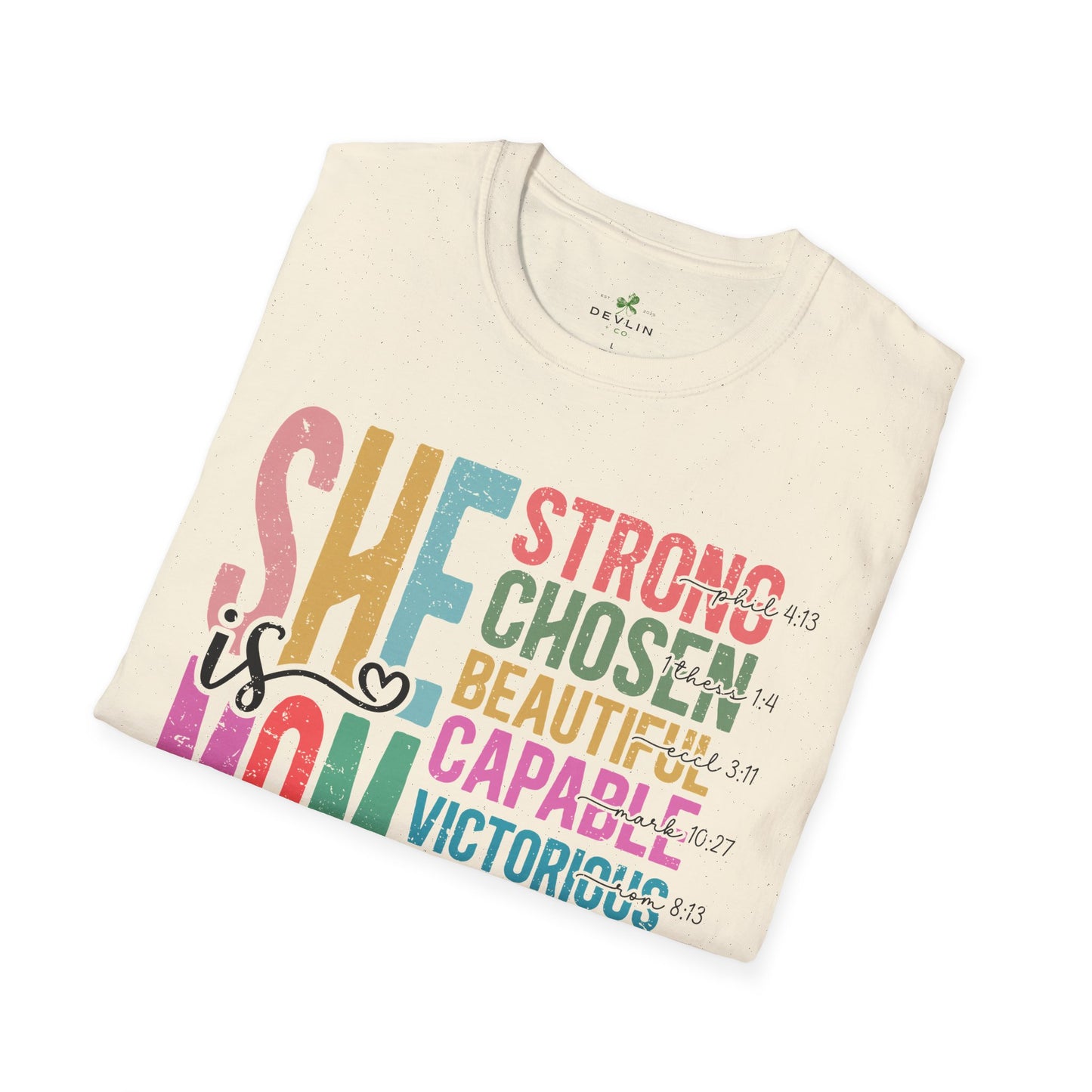 Motivational Mom T-Shirt - She is Strong, Chosen, Beautiful