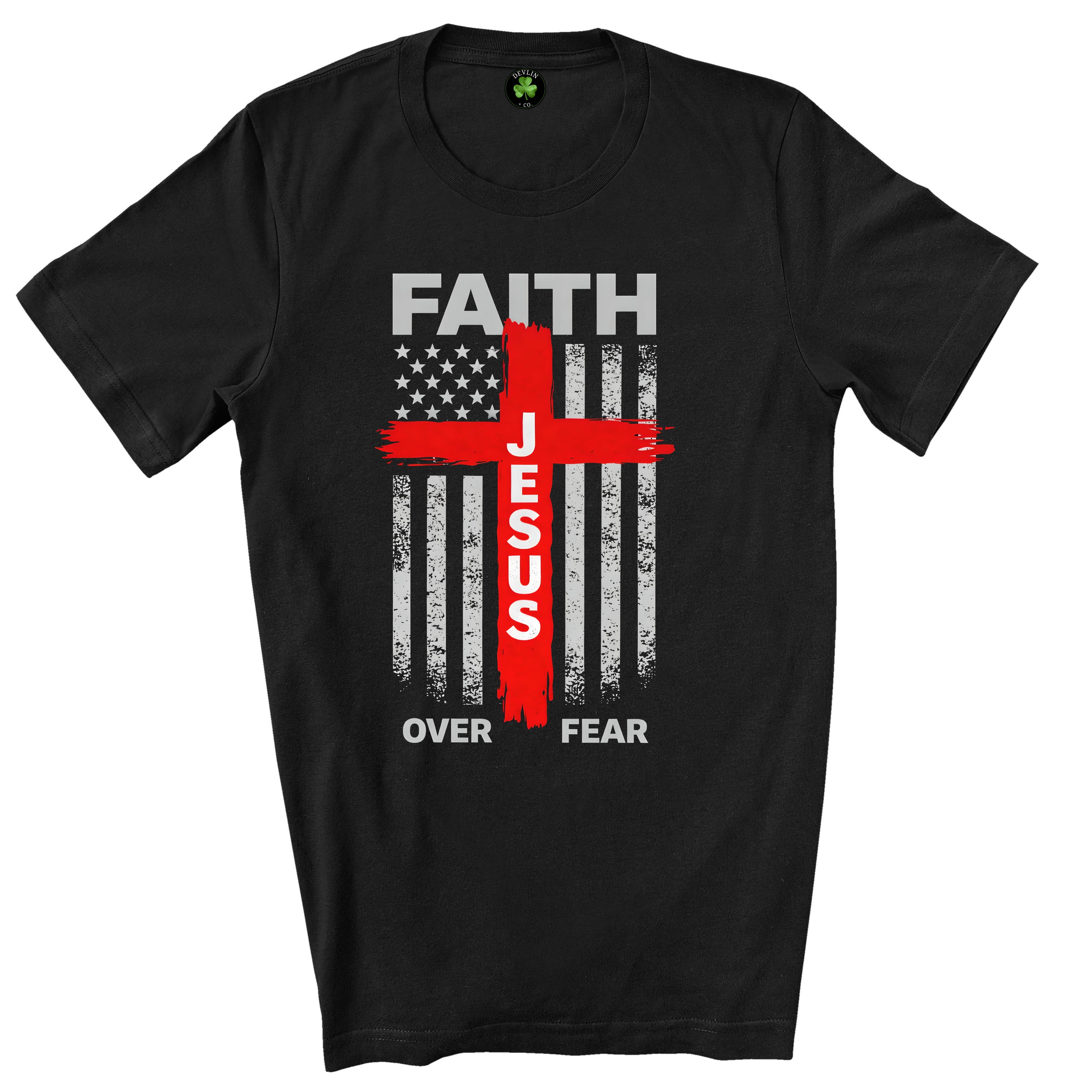 Faith Over Fear Flag & Cross Tee