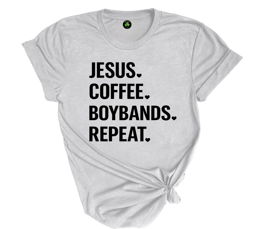 Jesus Coffee Boybands Repeat Tee