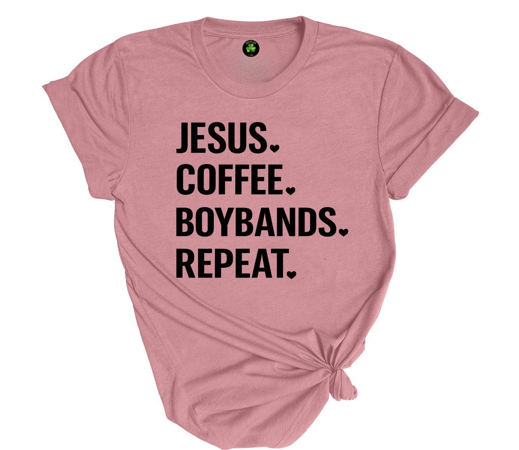 Jesus Coffee Boybands Repeat Tee