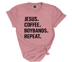 Jesus Coffee Boybands Repeat Tee